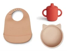 Liewood cat apple red multi mix spisesæt Connor (3-pack)